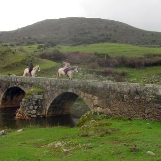 Ritt über eine Brücke
